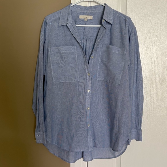 LOFT Tops - NWOT Loft Women's 100% Cotton Classic Striped Button Down. Size Medium.